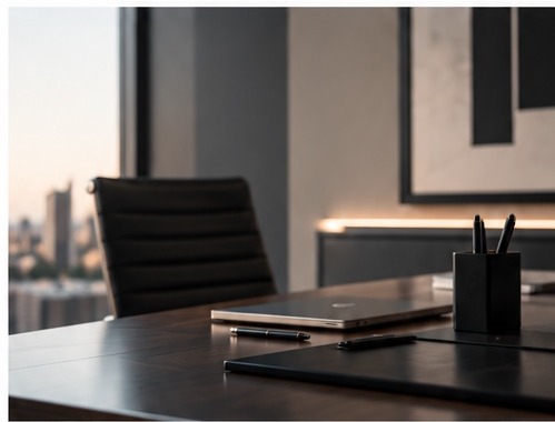 Mesa de trabalho em ambiente institucional